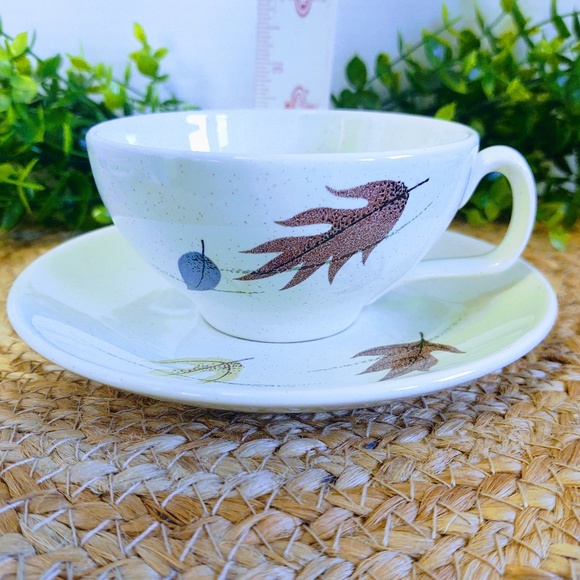 Vtg MCM California Franciscan Earthenware Autumn Pottery Dinnerware Cup & Saucer - Picture 11 of 11